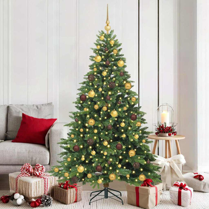Brad de Crăciun artificial cu 300 LED Verde 180 cm PE și PVC