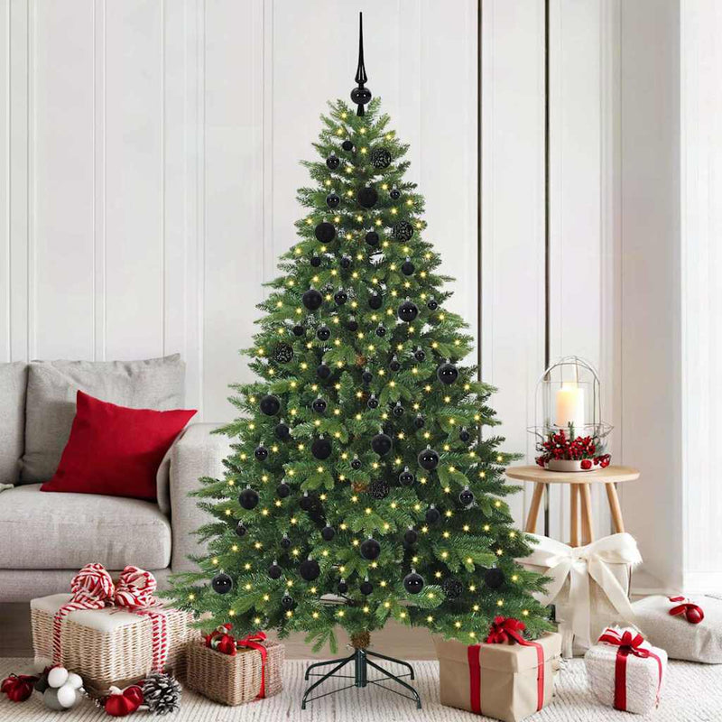Brad de Crăciun artificial cu 300 LED Verde 180 cm PE și PVC