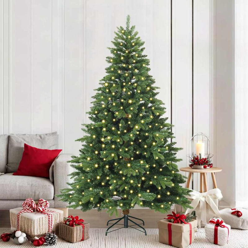 Brad de Crăciun artificial cu 300 LED Verde 210 cm PE și PVC