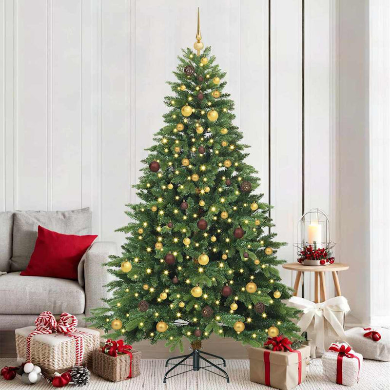 Brad de Crăciun artificial cu 300 LED Verde 210 cm PE și PVC