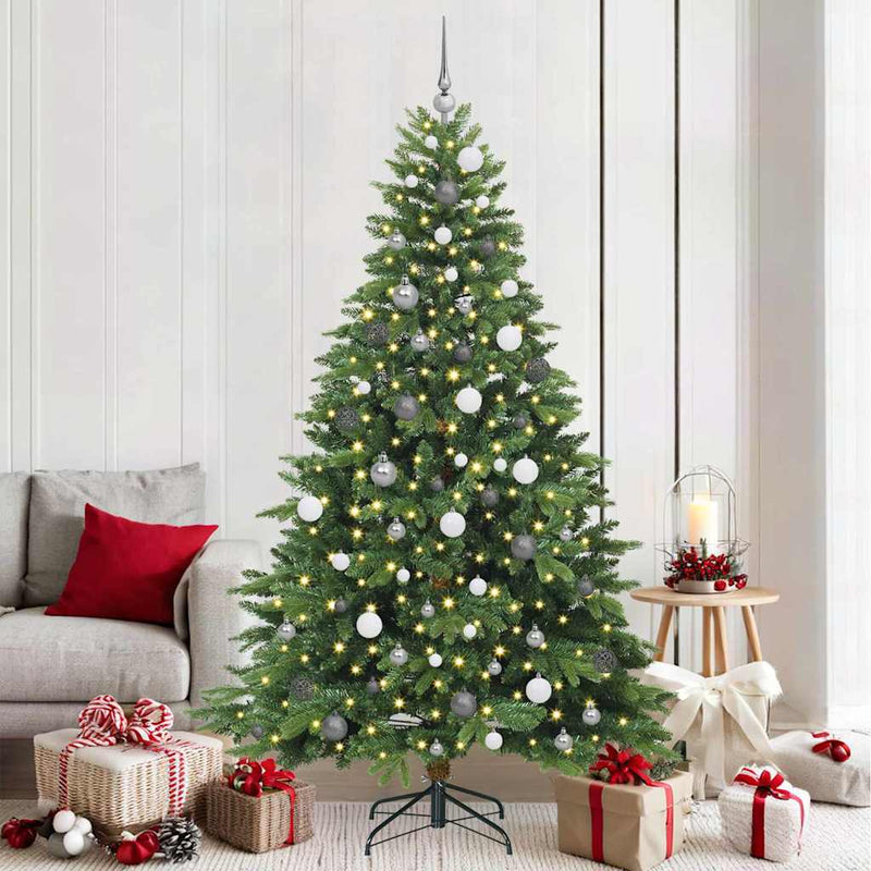 Brad de Crăciun artificial cu 300 LED Verde 210 cm PE și PVC