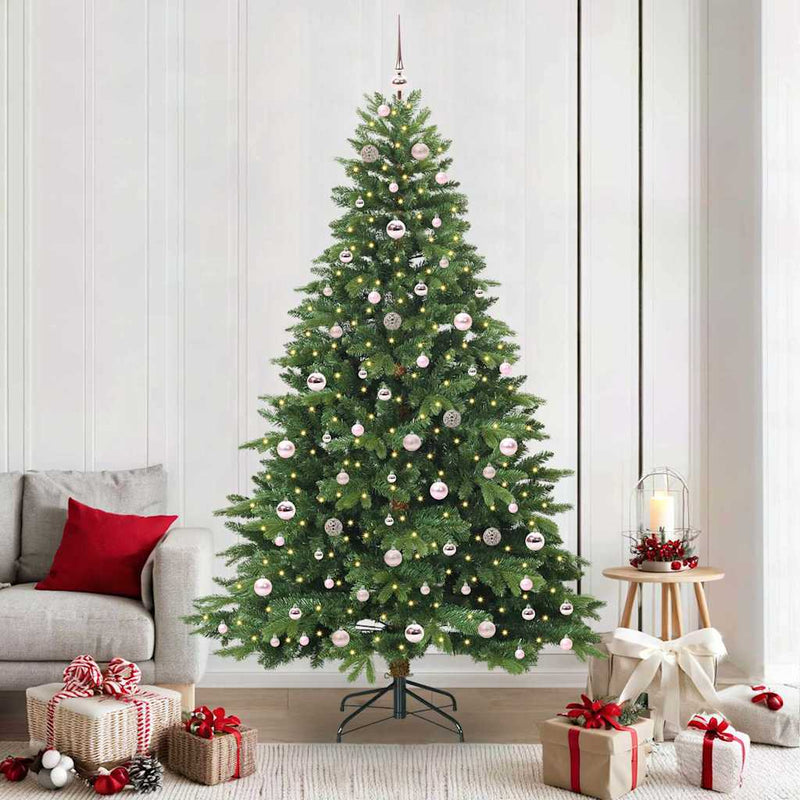 Brad de Crăciun artificial cu 300 LED Verde 210 cm PE și PVC