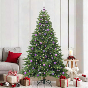 Brad de Crăciun artificial cu 300 LED Verde 210 cm PE și PVC