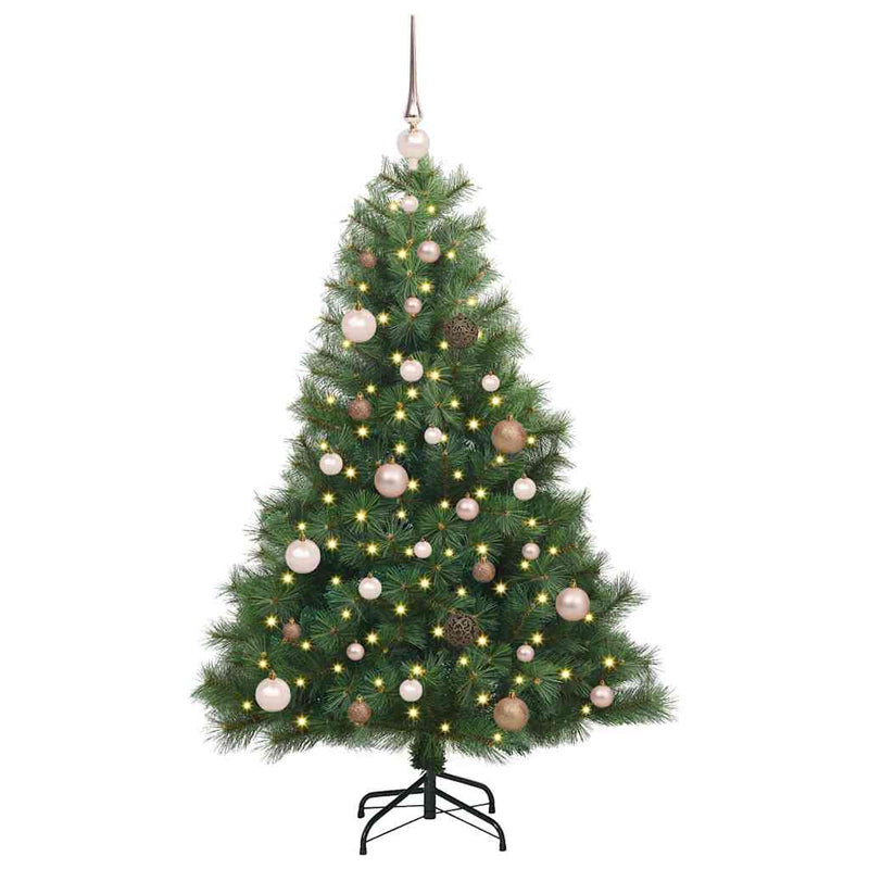 Brad de Crăciun artificial cu 150 LED Verde 150 cm PE și PVC