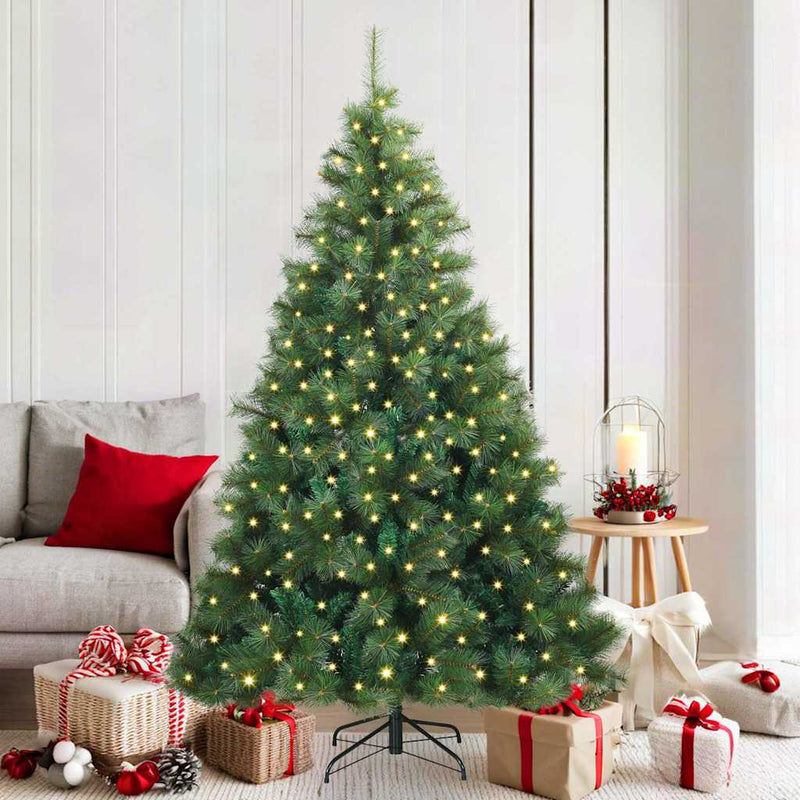 Brad de Crăciun artificial cu 300 LED Verde 180 cm PE și PVC