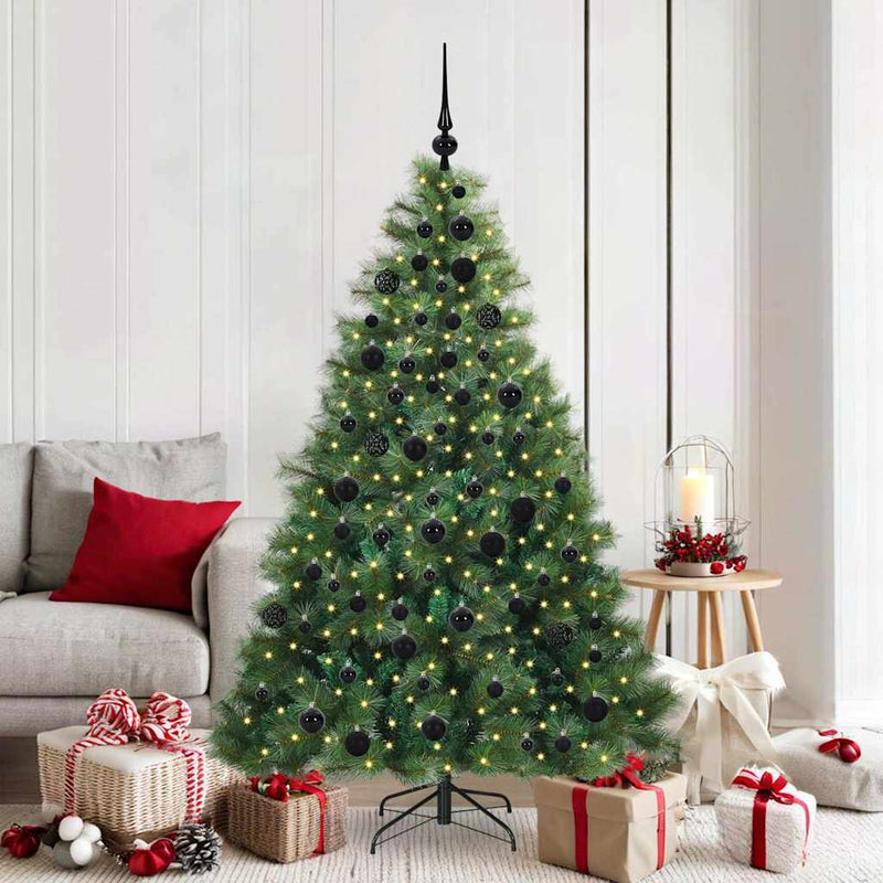 Brad de Crăciun artificial cu 300 LED Verde 180 cm PE și PVC