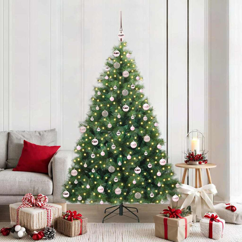 Brad de Crăciun artificial cu 300 LED Verde 180 cm PE și PVC