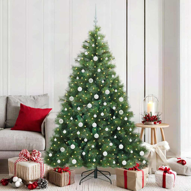 Brad de Crăciun artificial cu 300 LED Verde 180 cm PE și PVC