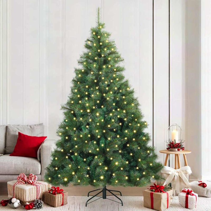 Brad de Crăciun artificial cu 300 LED Verde 210 cm PE și PVC
