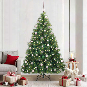 Brad de Crăciun artificial cu 300 LED Verde 210 cm PE și PVC