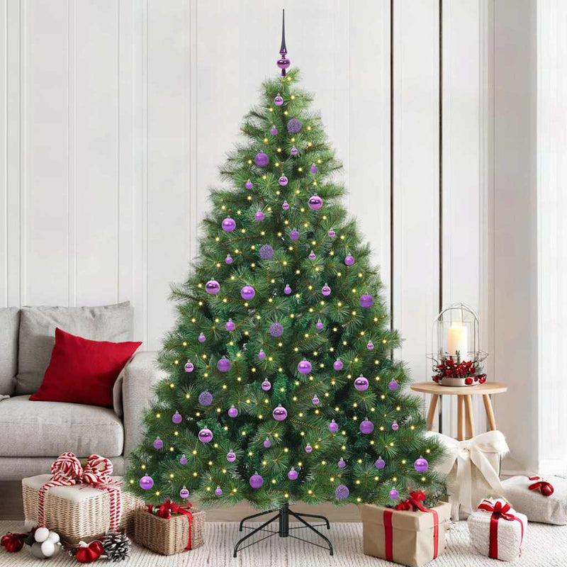 Brad de Crăciun artificial cu 300 LED Verde 210 cm PE și PVC