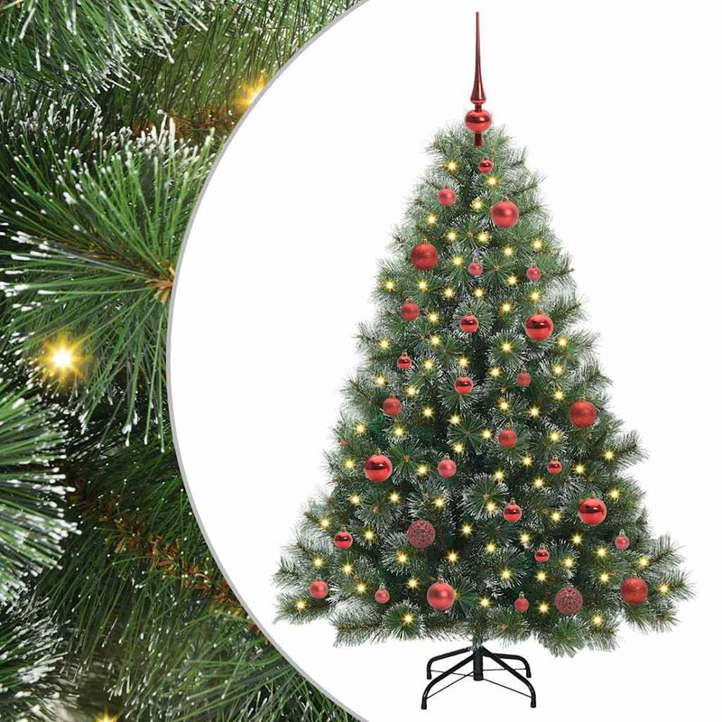 Brad de Crăciun artificial cu 150 LED Verde 150 cm PE și PVC