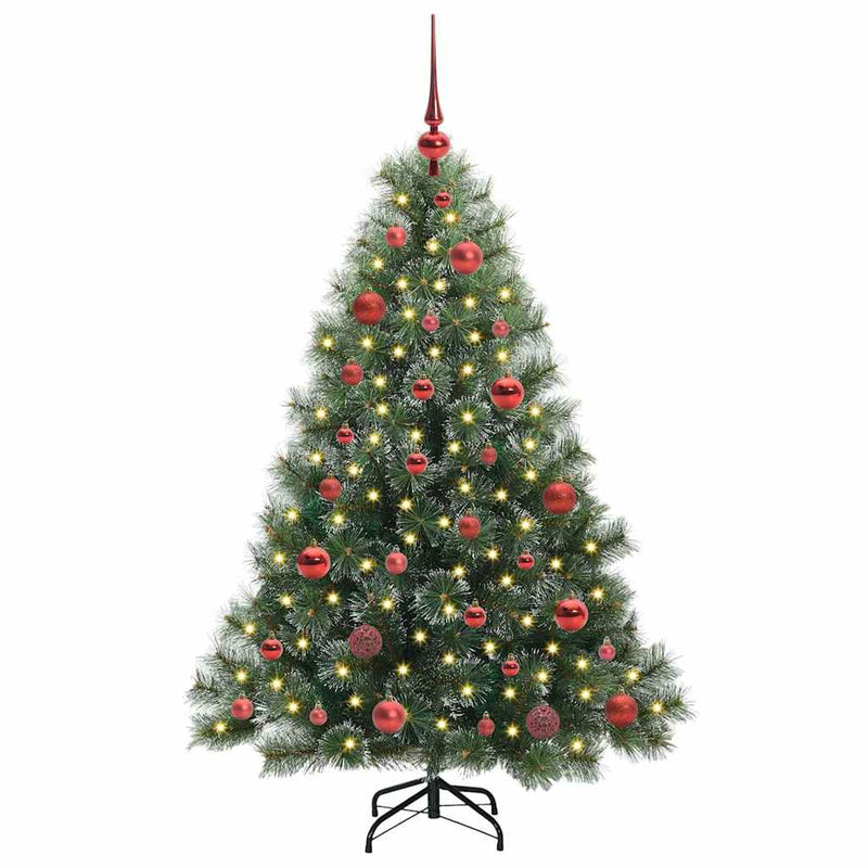 Brad de Crăciun artificial cu 150 LED Verde 150 cm PE și PVC
