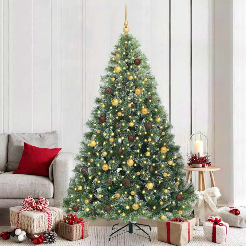 Brad de Crăciun artificial cu 300 LED Verde 210 cm PE și PVC