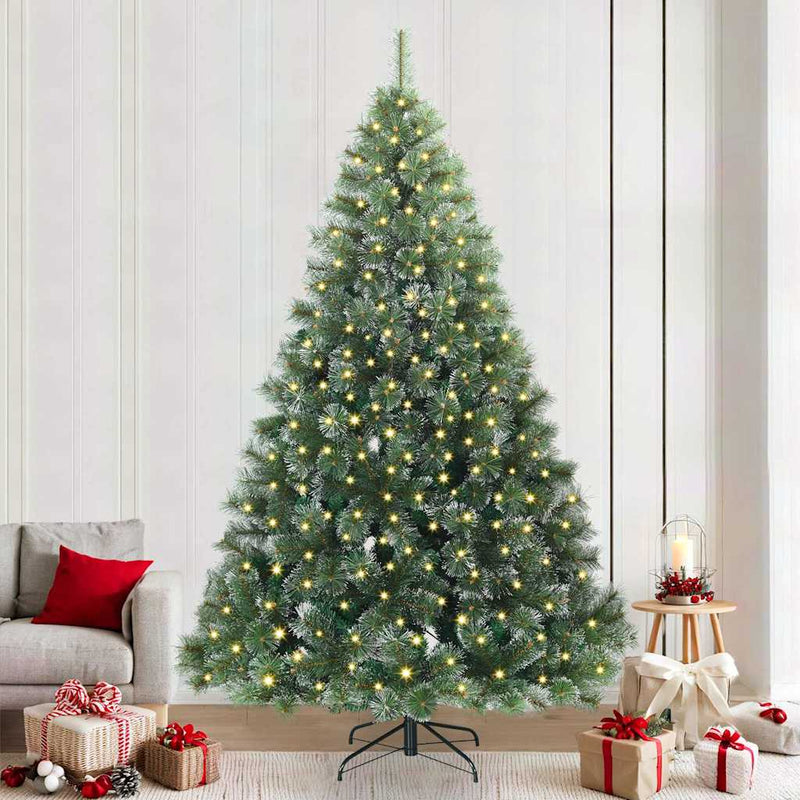 Brad de Crăciun artificial cu 300 LED Verde 240 cm PE și PVC