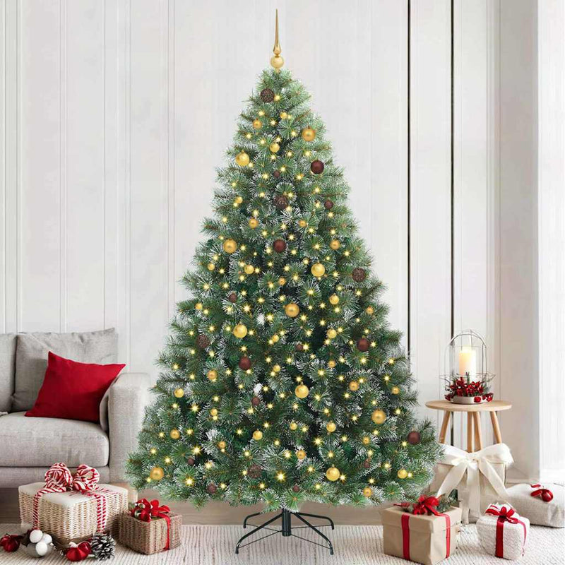 Brad de Crăciun artificial cu 300 LED Verde 240 cm PE și PVC