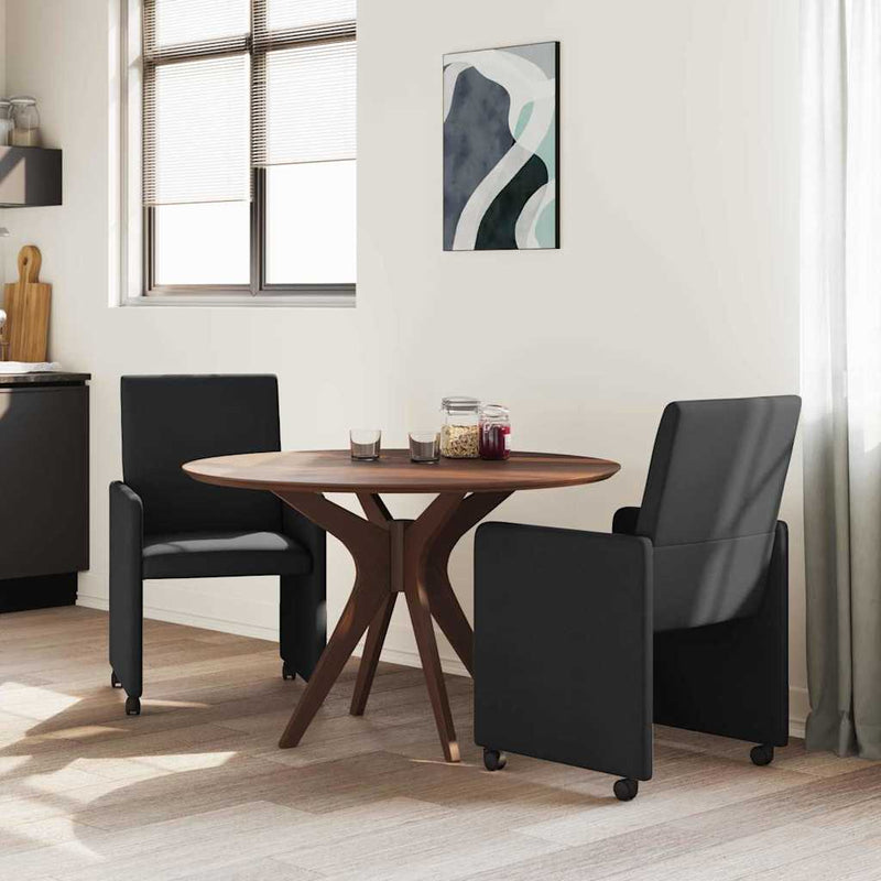 Scaune de dining cu roți 2 buc. țesătură Negru 57 x 66 x 94 cm