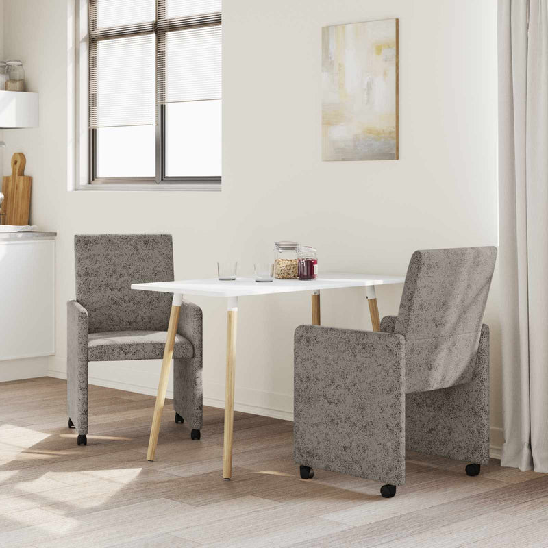 Scaune de dining cu roți 2 buc. Piele ecologică de suede