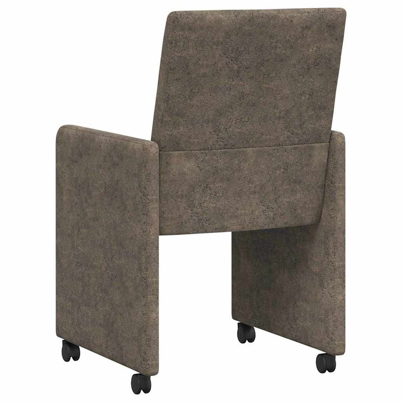 Scaune de dining cu roți 2 buc. Piele ecologică de suede