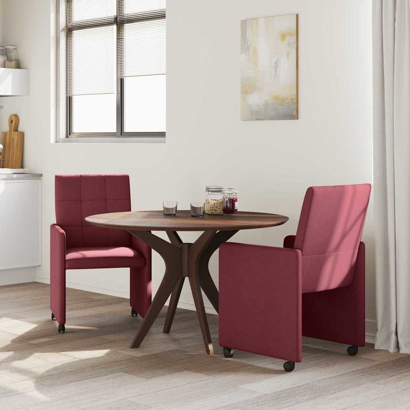 Scaune de dining cu roți 2 buc. țesătură bordo 58 x 65 x 94 cm