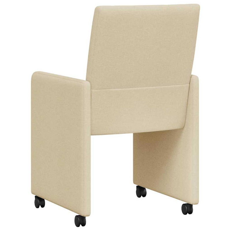 Scaune de dining cu roți 2 buc. țesătură Crem 58 x 65 x 94 cm