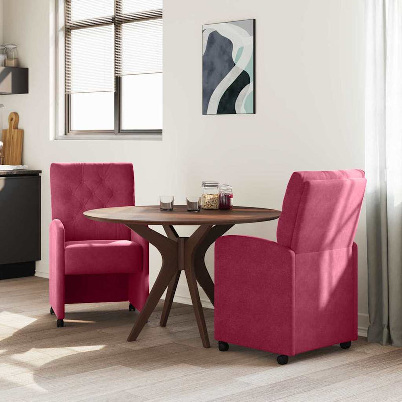 Scaune de dining cu roți 2 buc. Catifea bordo 58 x 67 x 97 cm