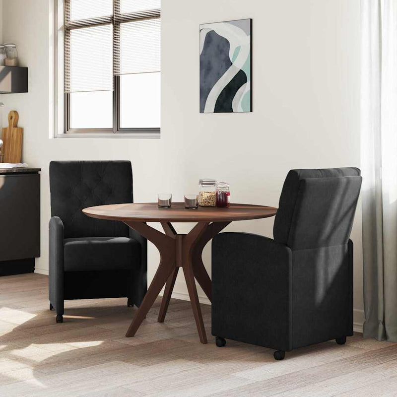 Scaune de dining cu roți 2 buc. Catifea Negru 58 x 67 x 97 cm