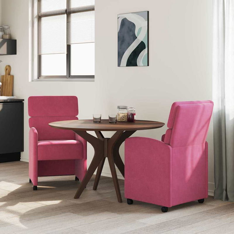 Scaune de dining cu roți 2 buc. Catifea bordo 58 x 65 x 98 cm