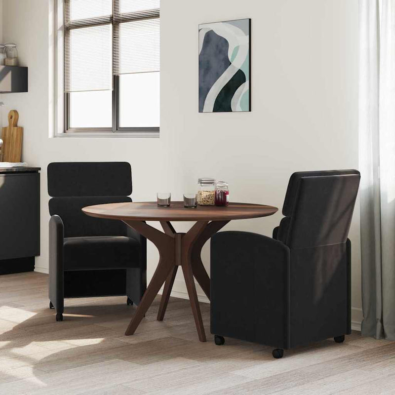Scaune de dining cu roți 2 buc. Catifea Negru 58 x 65 x 98 cm