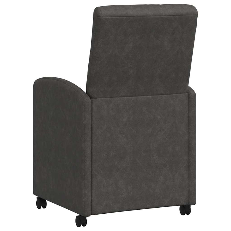 Scaune de dining cu roți 2 buc. Piele artificială Negru