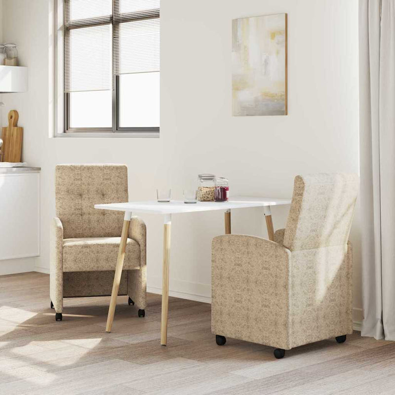 Scaune de dining cu roți 2 buc. Piele ecologică de suede