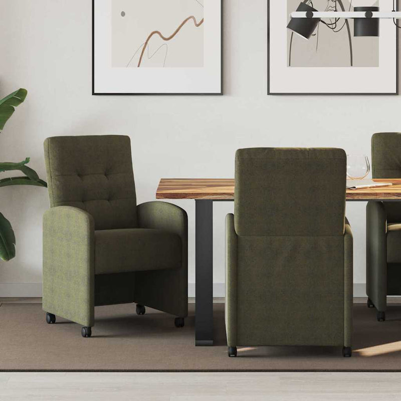 Scaune de dining cu roți 2 buc. Piele ecologică de suede