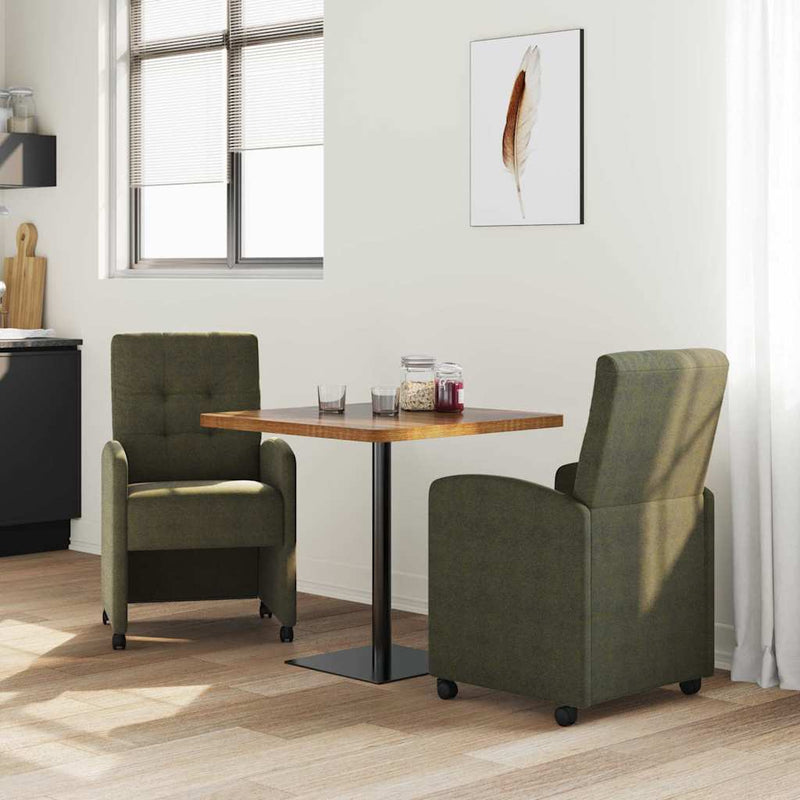 Scaune de dining cu roți 2 buc. Piele ecologică de suede