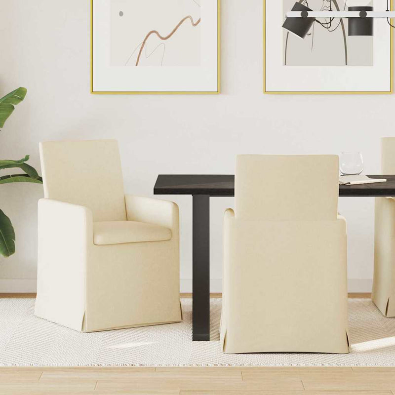 Scaune de dining 2 buc. țesătură Crem 57 x 67 x 95 cm