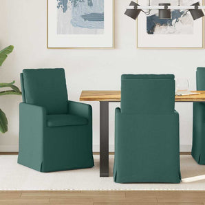 Scaune de dining 2 buc. țesătură Verde închis 57 x 67 x 98 cm