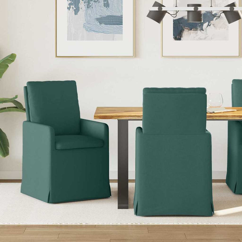 Scaune de dining 2 buc. țesătură Verde închis 57 x 67 x 98 cm