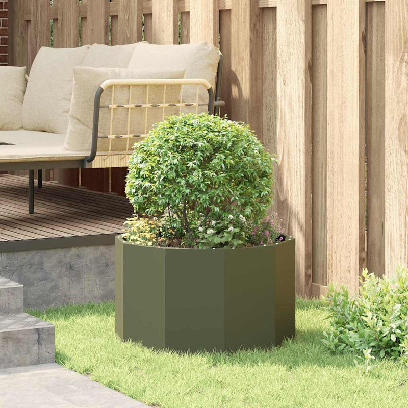 Jardinieră Verde măsliniu 60 x 60 x 35 cm Oțel