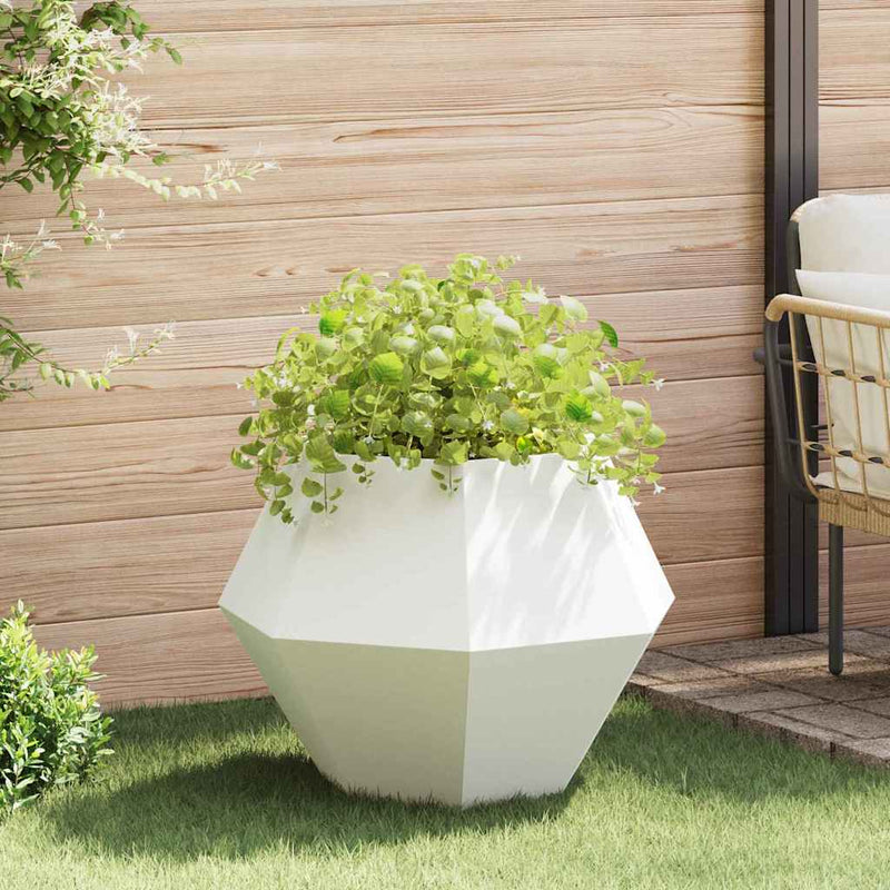 Jardinieră Alb 75 x 75 x 60 cm Oțel