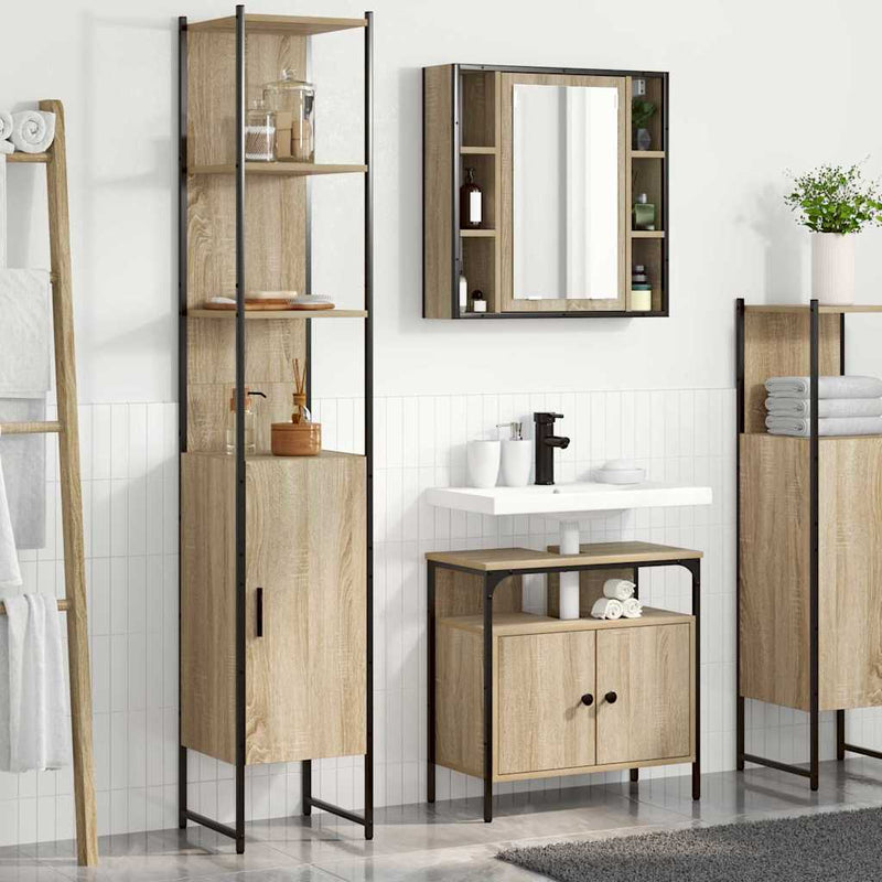 Set de mobilier pentru baie 3 buc. Stejar Sonoma