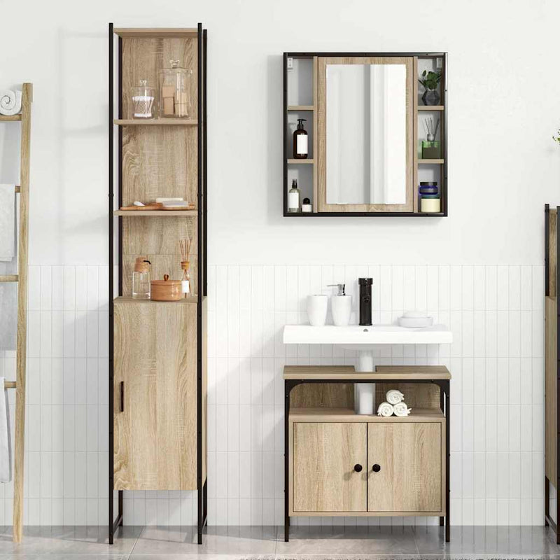 Set de mobilier pentru baie 3 buc. Stejar Sonoma