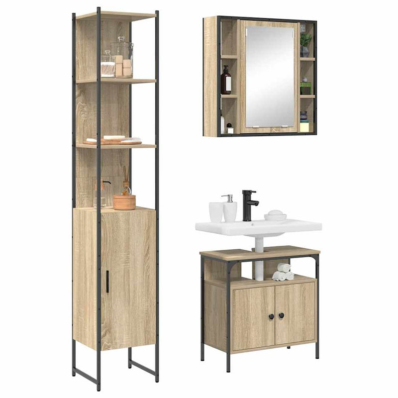 Set de mobilier pentru baie 3 buc. Stejar Sonoma