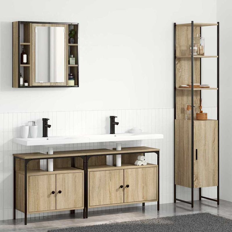 Set de mobilier pentru baie 4 buc. Stejar Sonoma