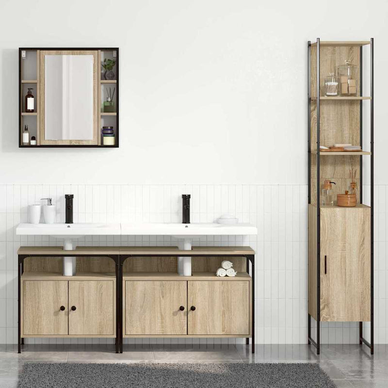 Set de mobilier pentru baie 4 buc. Stejar Sonoma
