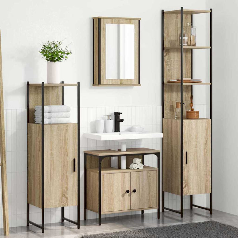 Set de mobilier pentru baie 4 buc. Stejar Sonoma
