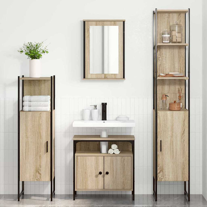Set de mobilier pentru baie 4 buc. Stejar Sonoma