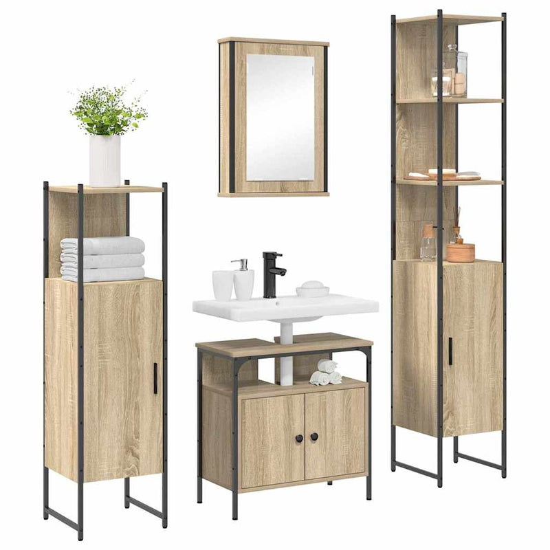 Set de mobilier pentru baie 4 buc. Stejar Sonoma