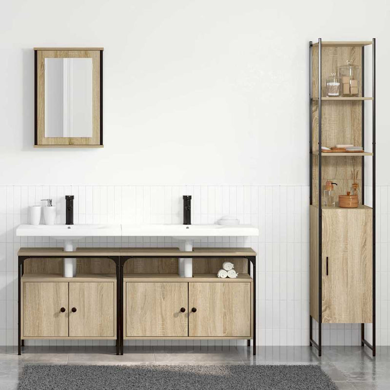 Set de mobilier pentru baie 4 buc. Stejar Sonoma