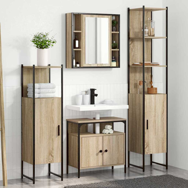 Set de mobilier pentru baie 4 buc. Stejar Sonoma
