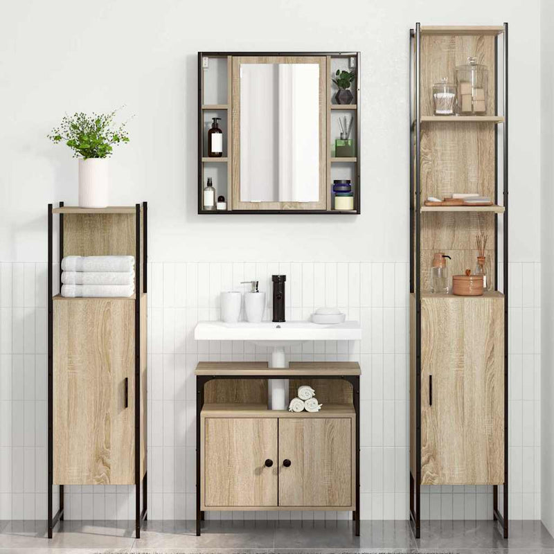 Set de mobilier pentru baie 4 buc. Stejar Sonoma