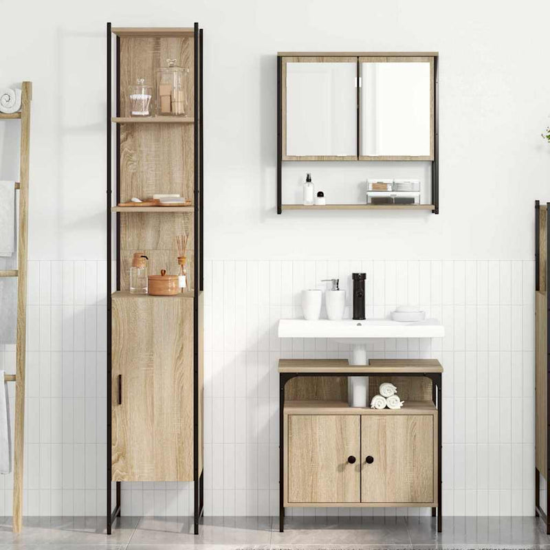Set de mobilier pentru baie 3 buc. Stejar Sonoma